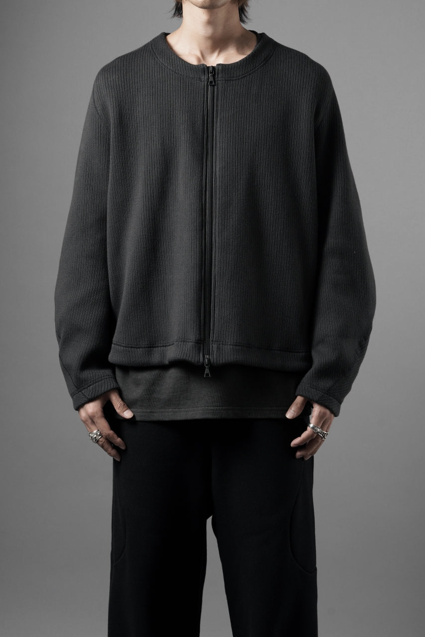 画像をギャラリービューアに読み込む, OPPOSE DUALITY NO COLLAR RIB ZIP TOP (BLACK)