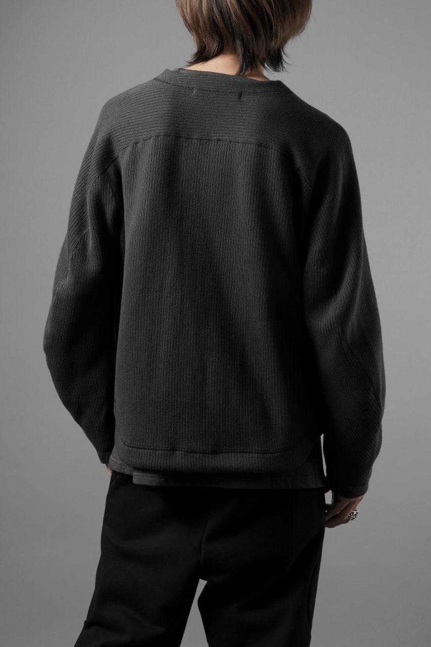 画像をギャラリービューアに読み込む, OPPOSE DUALITY NO COLLAR RIB ZIP TOP (BLACK)