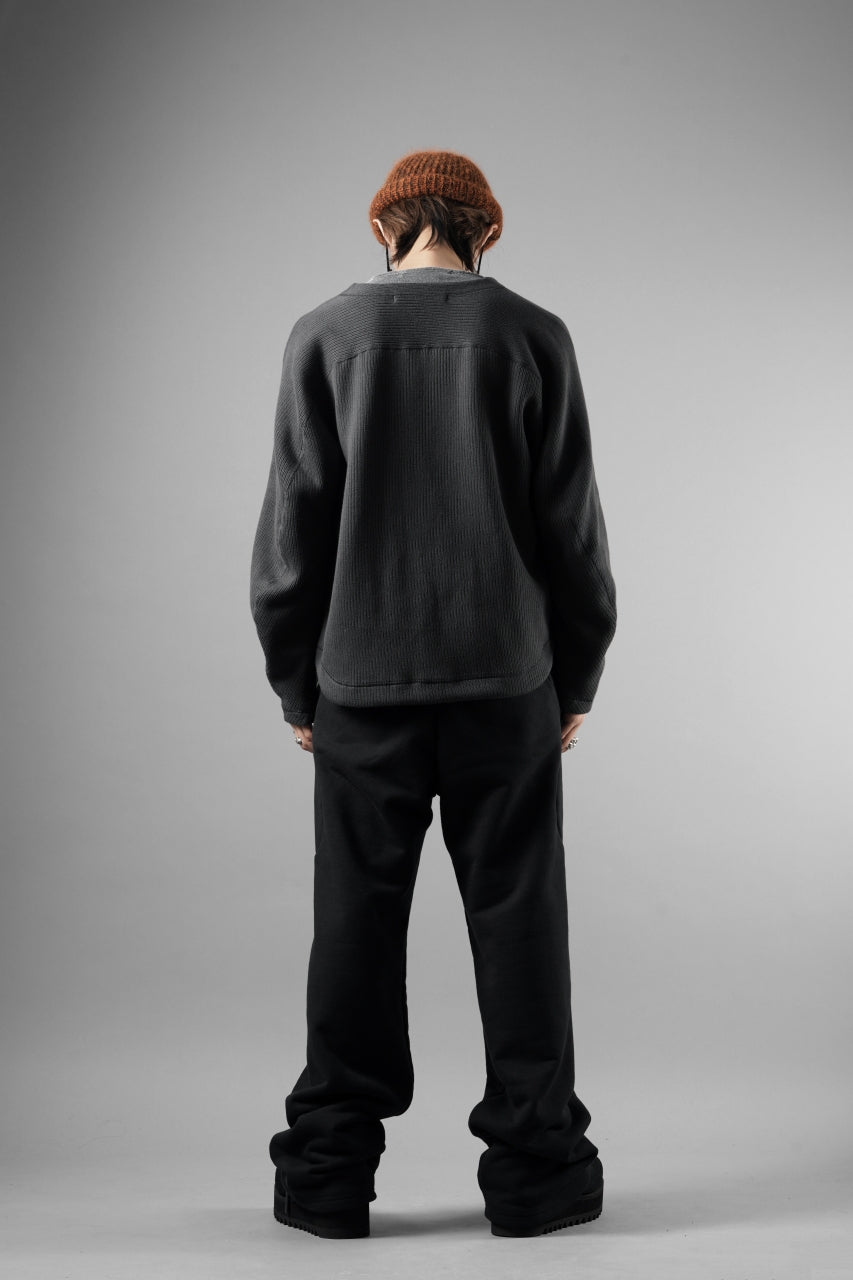 画像をギャラリービューアに読み込む, OPPOSE DUALITY NO COLLAR RIB ZIP TOP (BLACK)
