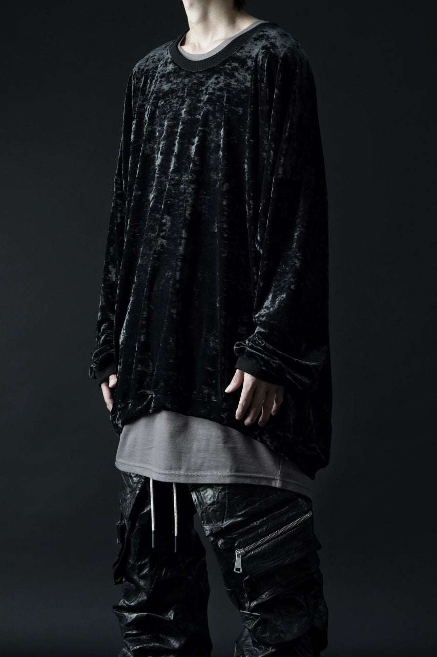 Load image into Gallery viewer, A.F ARTEFACT JUMBO CREW NECK TOPS / VELVET JERSEY (BLACK)