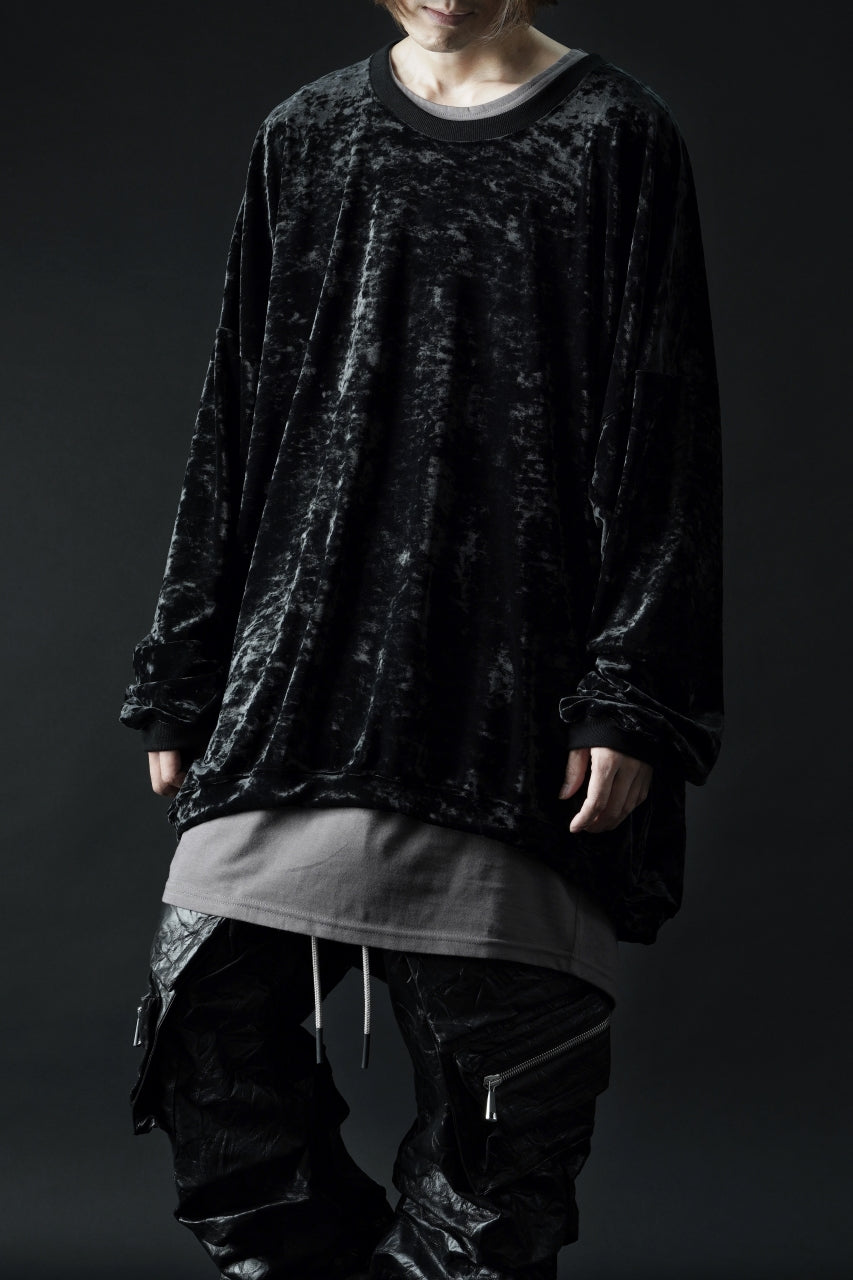 Load image into Gallery viewer, A.F ARTEFACT JUMBO CREW NECK TOPS / VELVET JERSEY (BLACK)