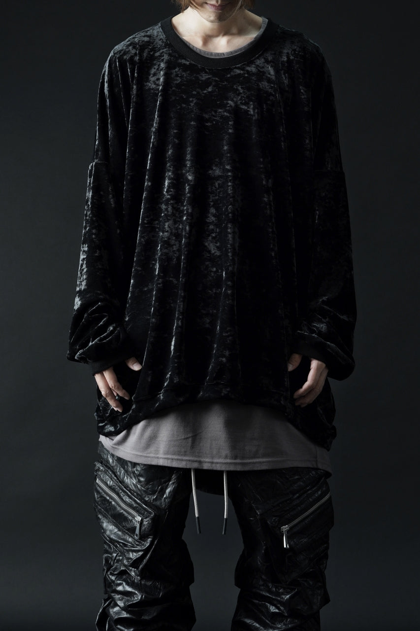 Load image into Gallery viewer, A.F ARTEFACT JUMBO CREW NECK TOPS / VELVET JERSEY (BLACK)
