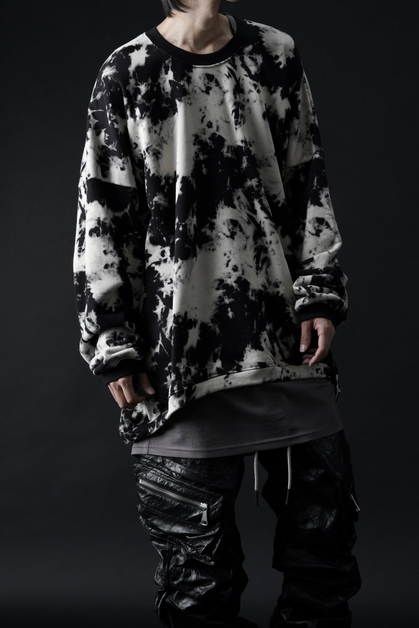 Load image into Gallery viewer, A.F ARTEFACT JUMBO CREW NECK TOPS / MOTTLED DYING (BLACK x IVORY)
