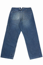 Load image into Gallery viewer, FULLCOUNT WABASH WORKERS PANTS / INDIGO DYED DRILL with WASH STAR STRIPE (INDIGO / HAND ONE WASHED)