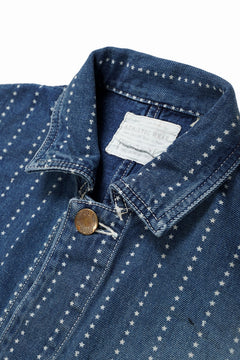 Load image into Gallery viewer, FULLCOUNT WABASH CHOREJACKET / INDIGO DYED DRILL with WASH STAR STRIPE (INDIGO / HAND ONE WASHED)
