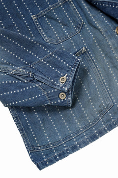 Load image into Gallery viewer, FULLCOUNT WABASH CHOREJACKET / INDIGO DYED DRILL with WASH STAR STRIPE (INDIGO / HAND ONE WASHED)