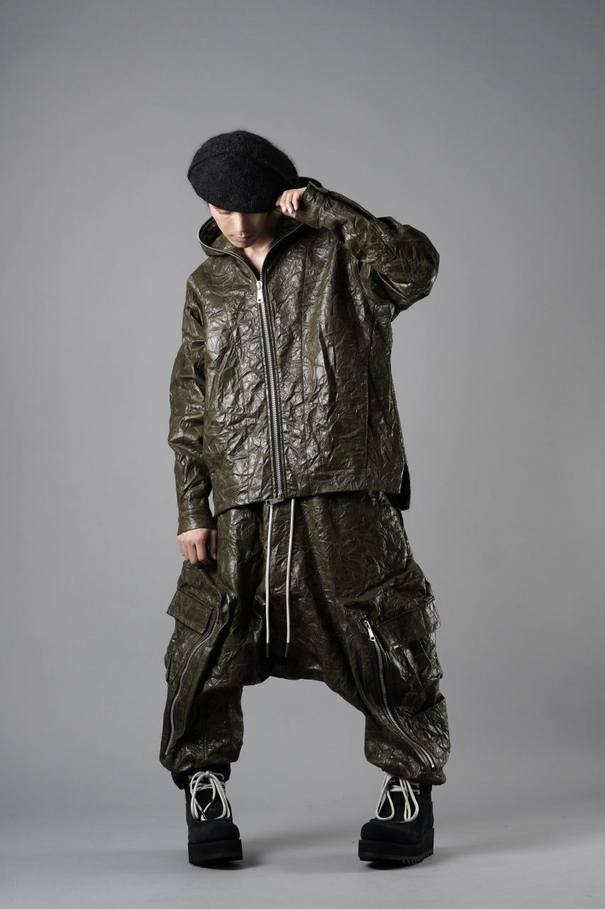 画像をギャラリービューアに読み込む, A.F ARTEFACT HOODED ZIPPER BLOUSON / WASHER SYNTHETIC LEATHER (KHAKI)