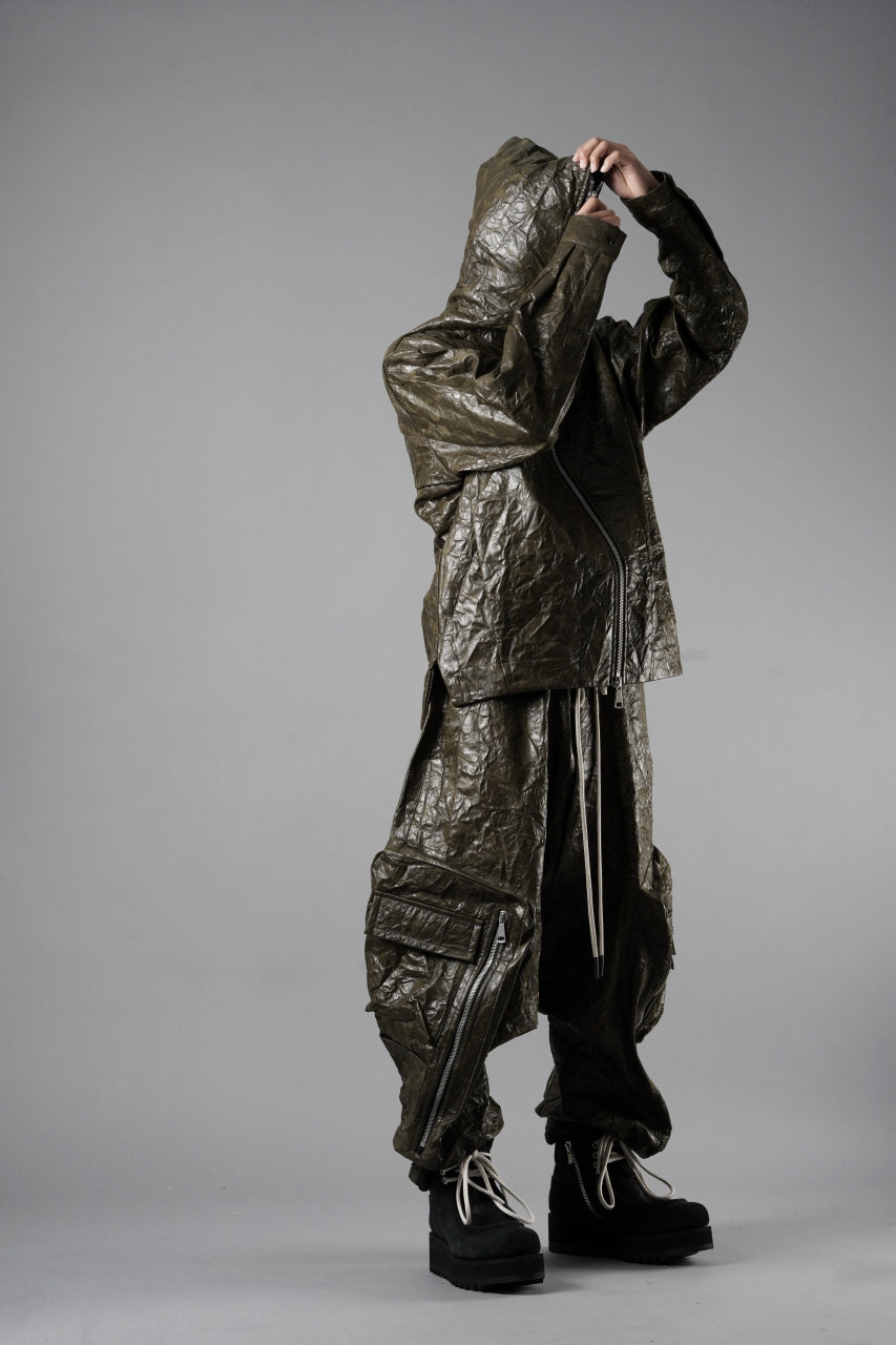 画像をギャラリービューアに読み込む, A.F ARTEFACT DROPCLOTCH WIDE PANTS / WASHER SYNTHETIC LEATHER (KHAKI)