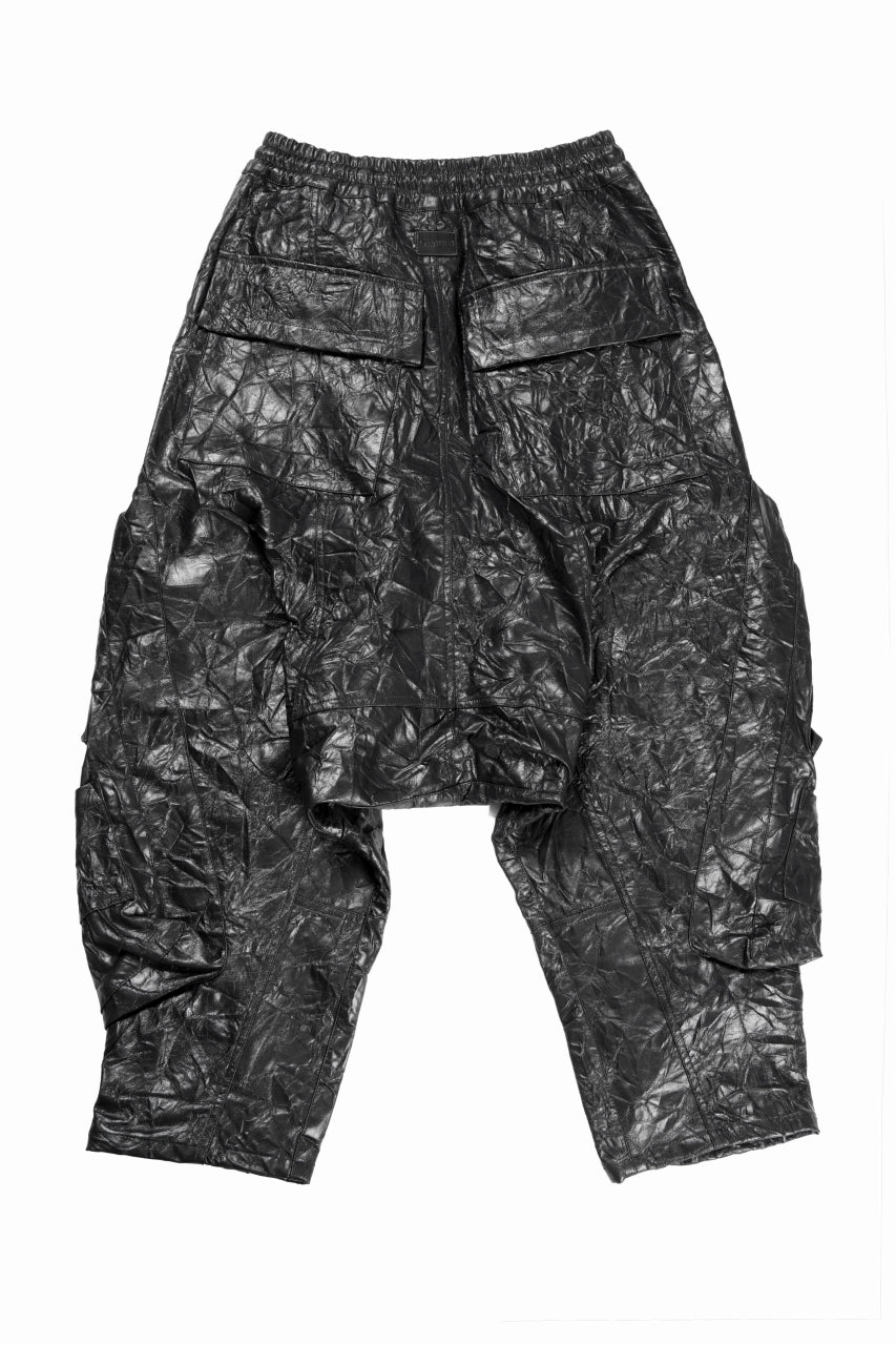 画像をギャラリービューアに読み込む, A.F ARTEFACT DROPCLOTCH WIDE PANTS / WASHER SYNTHETIC LEATHER (BLACK)