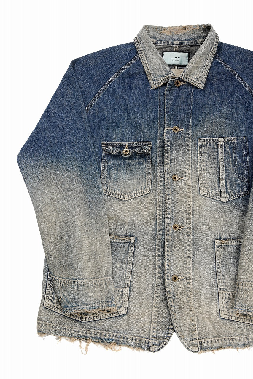 Load image into Gallery viewer, FULLCOUNT x N/07 exclusive COVER ALL JACKET / 10.5oz Zimbabwe Denim (INDIGO BLUE / EFFECTED)