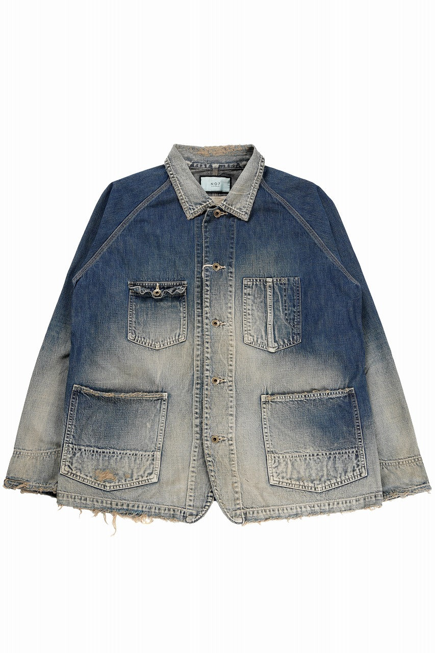 Load image into Gallery viewer, FULLCOUNT x N/07 exclusive COVER ALL JACKET / 10.5oz Zimbabwe Denim (INDIGO BLUE / EFFECTED)