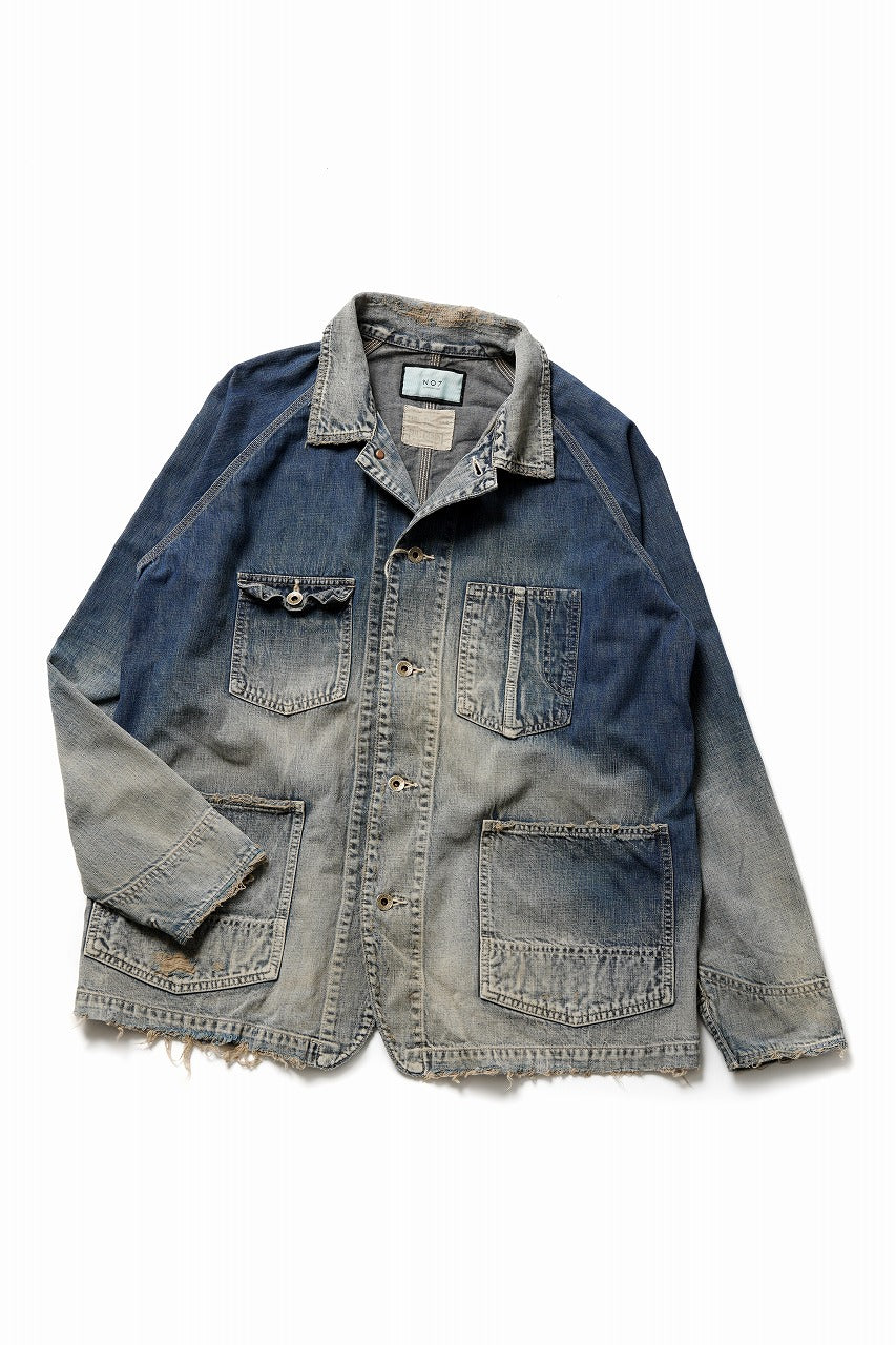 Load image into Gallery viewer, FULLCOUNT x N/07 exclusive COVER ALL JACKET / 10.5oz Zimbabwe Denim (INDIGO BLUE / EFFECTED)