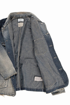Load image into Gallery viewer, FULLCOUNT x N/07 exclusive COVER ALL JACKET / 10.5oz Zimbabwe Denim (INDIGO BLUE / EFFECTED)
