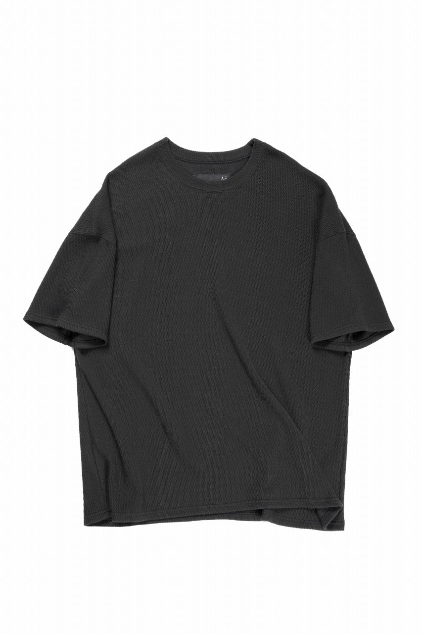 画像をギャラリービューアに読み込む, A.F ARTEFACT OVER SIZE FIT S/S TOP / HONEY COMB WAFFLE KNIT JERSEY (BLACK)