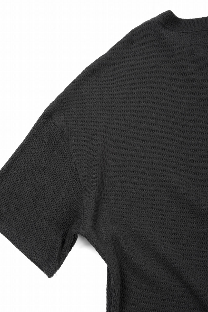 画像をギャラリービューアに読み込む, A.F ARTEFACT OVER SIZE FIT S/S TOP / HONEY COMB WAFFLE KNIT JERSEY (BLACK)