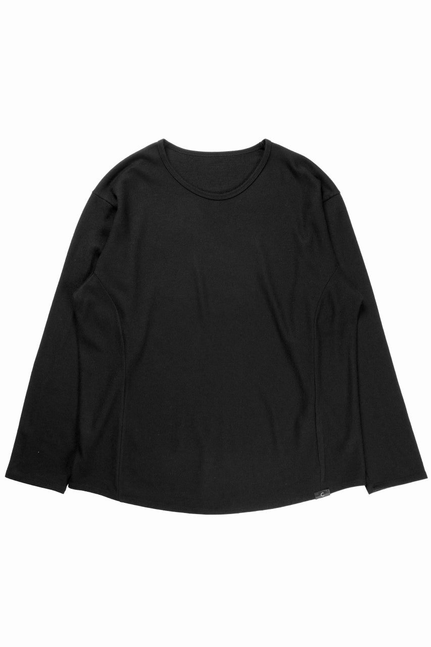 画像をギャラリービューアに読み込む, CAPERTICA SOLID L/S TEE / SUPER 140s WASHABLE WOOL MW_JERSEY (BLACK)