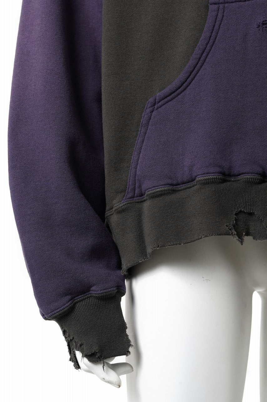 画像をギャラリービューアに読み込む, FULLCOUNT FADING DOUBLE FACE SWEAT HOODIE (EGG PLANT x BLACK)