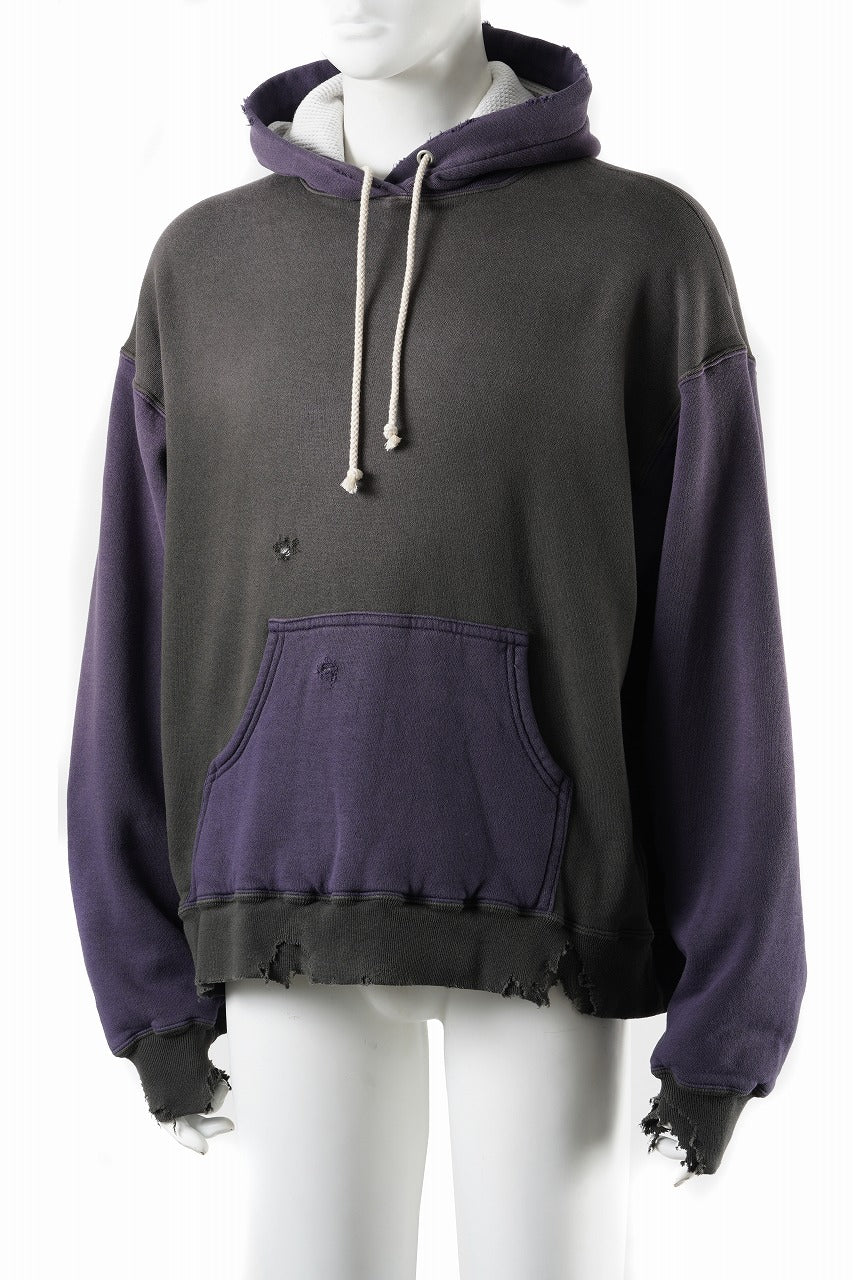 画像をギャラリービューアに読み込む, FULLCOUNT FADING DOUBLE FACE SWEAT HOODIE (EGG PLANT x BLACK)