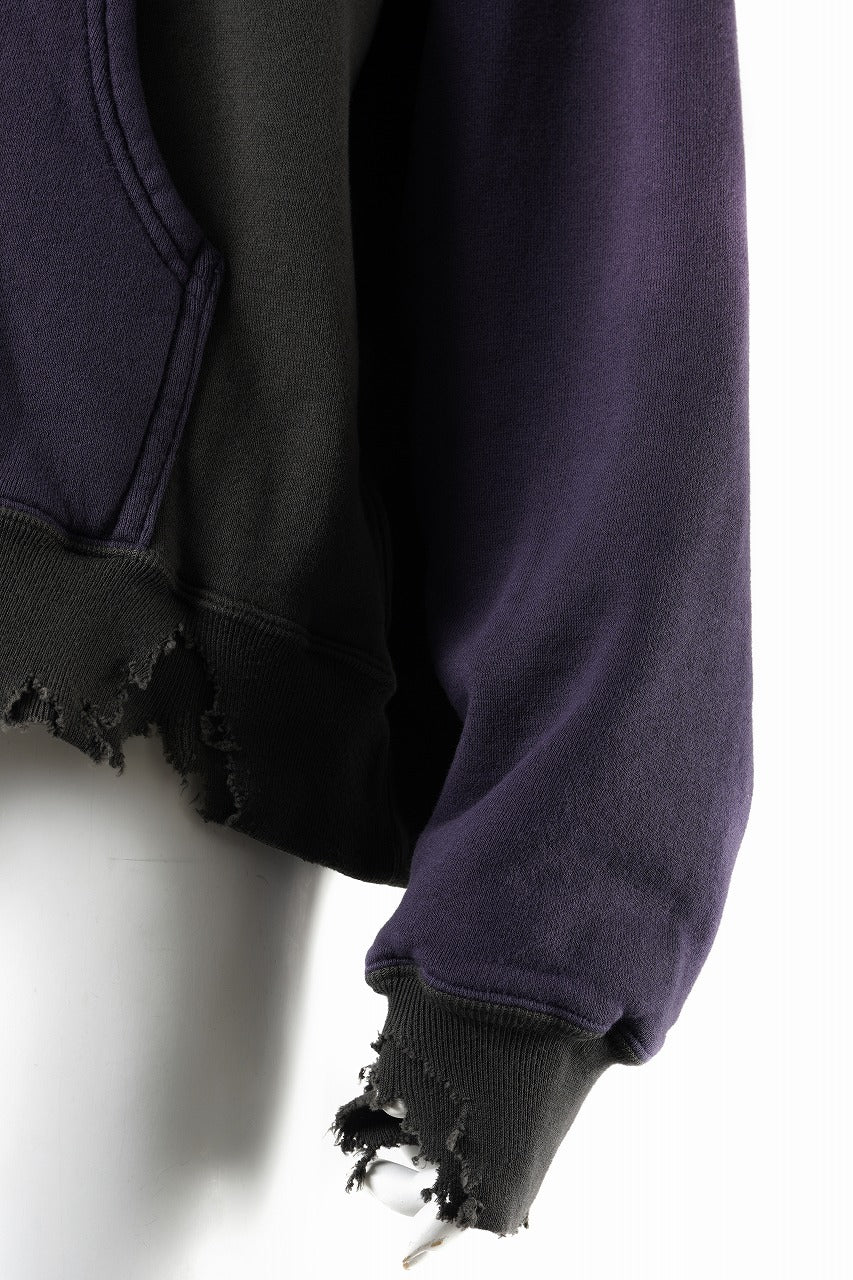 画像をギャラリービューアに読み込む, FULLCOUNT FADING DOUBLE FACE SWEAT HOODIE (EGG PLANT x BLACK)