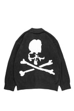 Load image into Gallery viewer, MASTERMIND WORLD LOUNGE CARDIGAN / SOFTLY BOA FLEECE (BLACK x WHITE)