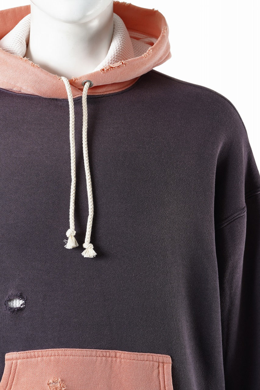 画像をギャラリービューアに読み込む, FULLCOUNT FADING DOUBLE FACE SWEAT HOODIE (EGG PLANT x PINK)