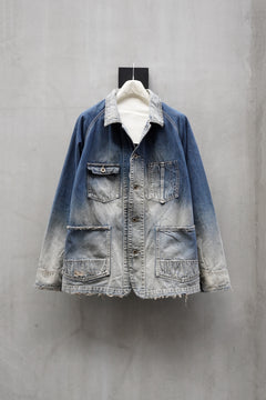 Load image into Gallery viewer, FULLCOUNT x N/07 exclusive COVER ALL JACKET / 10.5oz Zimbabwe Denim (INDIGO BLUE / EFFECTED)