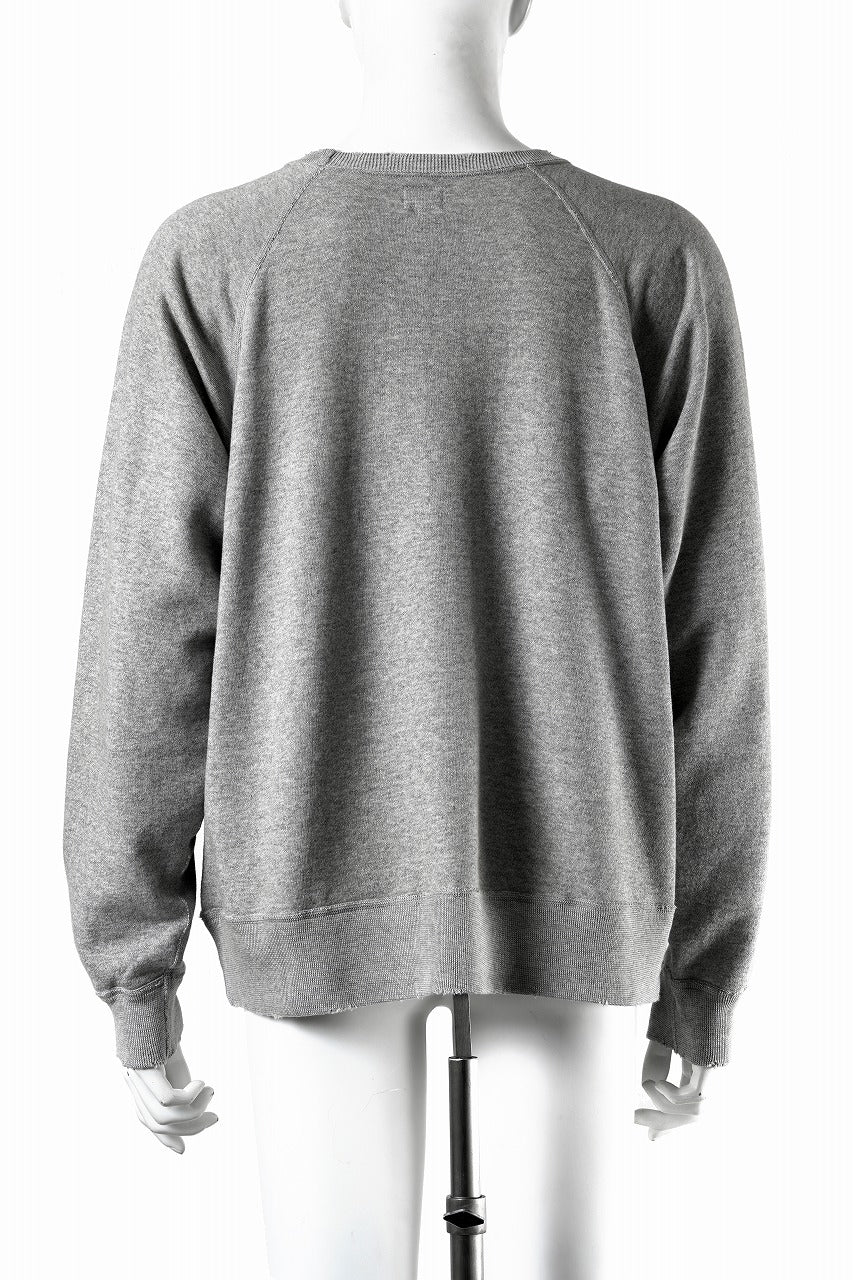 画像をギャラリービューアに読み込む, FULLCOUNT FADING RAGLAN SLEEVE SWEAT SHIRT (DAMAGE LESS / HEATHER GRAY)