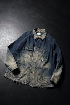 Load image into Gallery viewer, FULLCOUNT x N/07 exclusive COVER ALL JACKET / 10.5oz Zimbabwe Denim (INDIGO BLUE / EFFECTED)