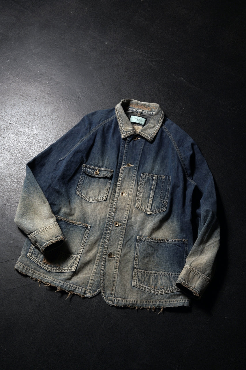 Load image into Gallery viewer, FULLCOUNT x N/07 exclusive COVER ALL JACKET / 10.5oz Zimbabwe Denim (INDIGO BLUE / EFFECTED)