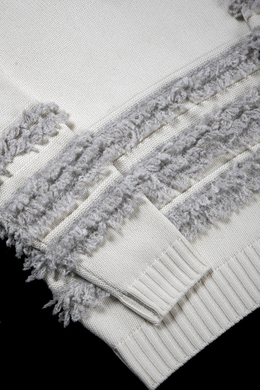 画像をギャラリービューアに読み込む, F/CE. DUAL TEXTURE SHIFTED LINES KNIT (IVORY)