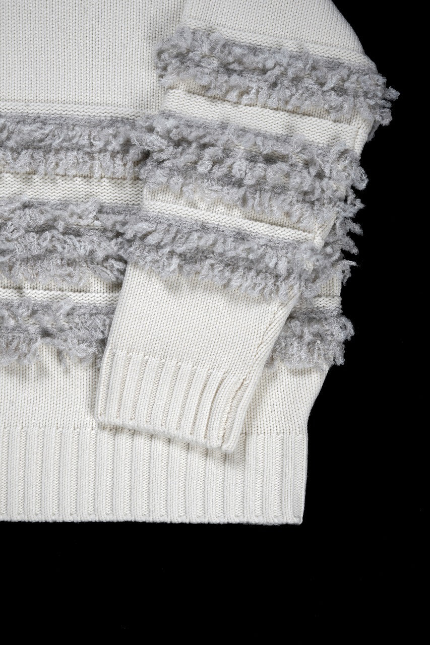 画像をギャラリービューアに読み込む, F/CE. DUAL TEXTURE SHIFTED LINES KNIT (IVORY)