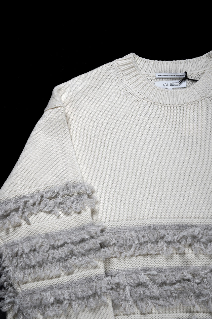 画像をギャラリービューアに読み込む, F/CE. DUAL TEXTURE SHIFTED LINES KNIT (IVORY)