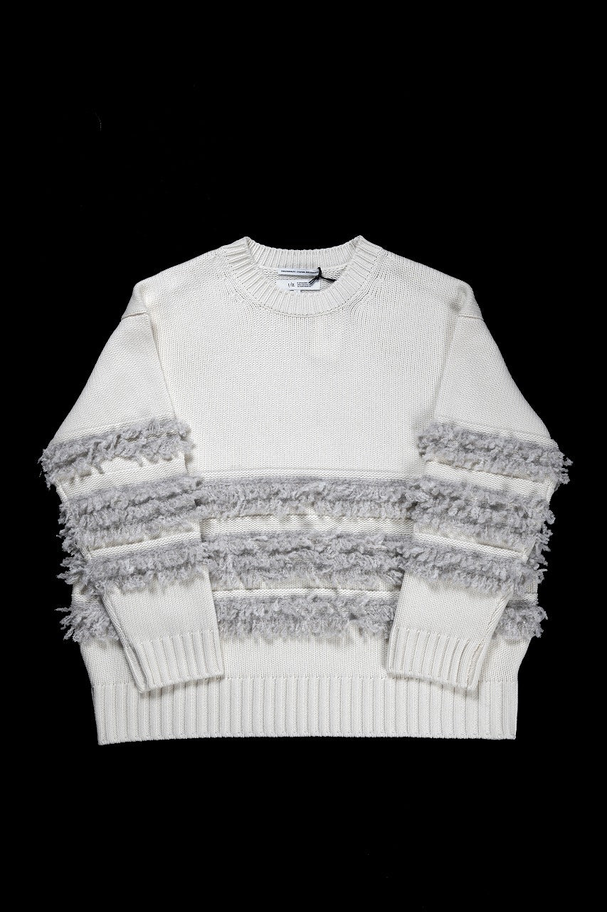 画像をギャラリービューアに読み込む, F/CE. DUAL TEXTURE SHIFTED LINES KNIT (IVORY)