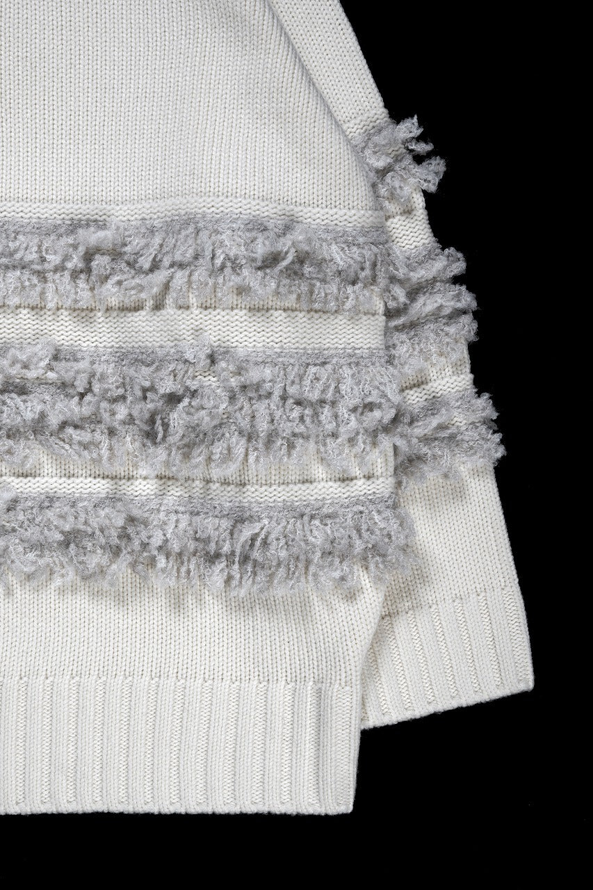 画像をギャラリービューアに読み込む, F/CE. DUAL TEXTURE SHIFTED LINES KNIT (IVORY)