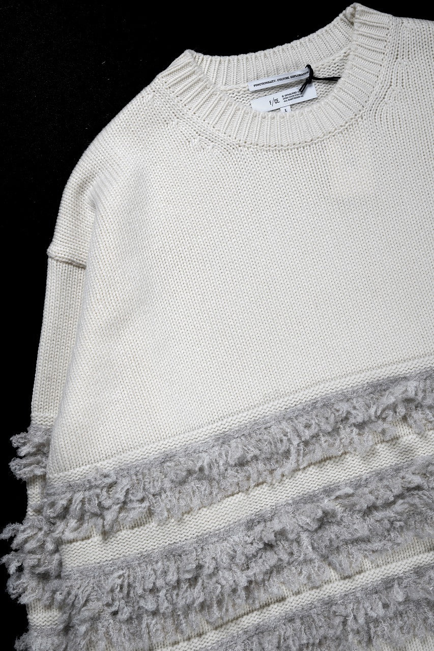 画像をギャラリービューアに読み込む, F/CE. DUAL TEXTURE SHIFTED LINES KNIT (IVORY)