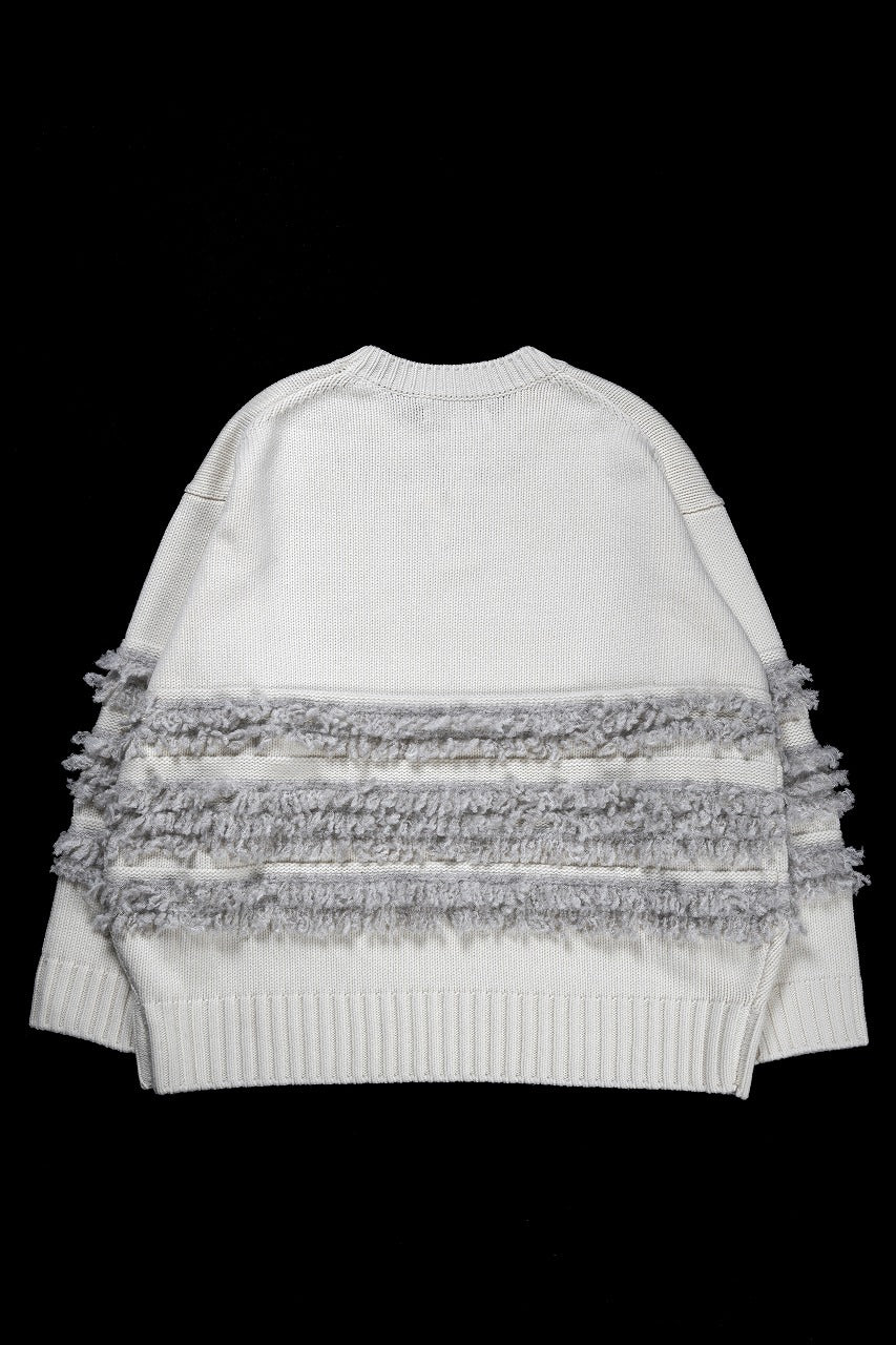 画像をギャラリービューアに読み込む, F/CE. DUAL TEXTURE SHIFTED LINES KNIT (IVORY)