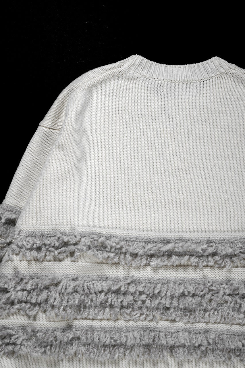 画像をギャラリービューアに読み込む, F/CE. DUAL TEXTURE SHIFTED LINES KNIT (IVORY)