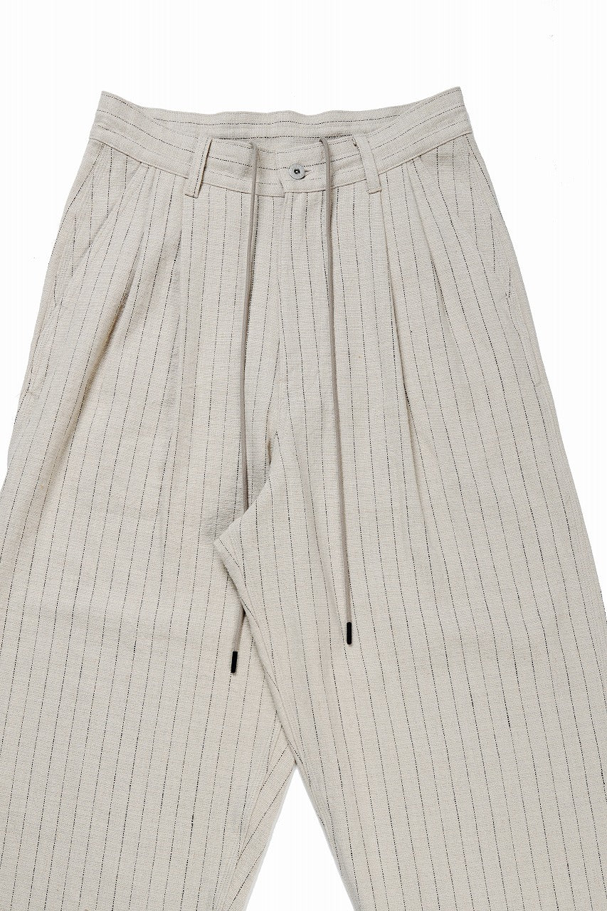 画像をギャラリービューアに読み込む, N/07 3 STITCHES WIDE TAPERED TROUSERS / HEAVY C/LI BUTCHER STRIPES (BEIGE)