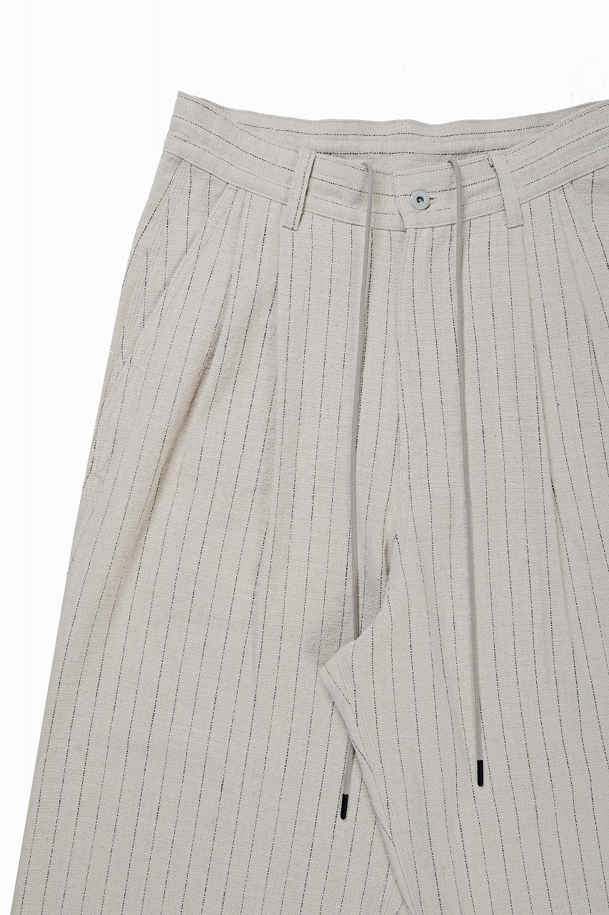画像をギャラリービューアに読み込む, N/07 3 STITCHES WIDE TAPERED TROUSERS / HEAVY C/LI BUTCHER STRIPES (BEIGE)