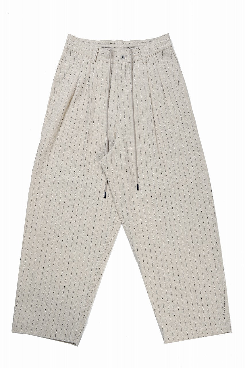画像をギャラリービューアに読み込む, N/07 3 STITCHES WIDE TAPERED TROUSERS / HEAVY C/LI BUTCHER STRIPES (BEIGE)