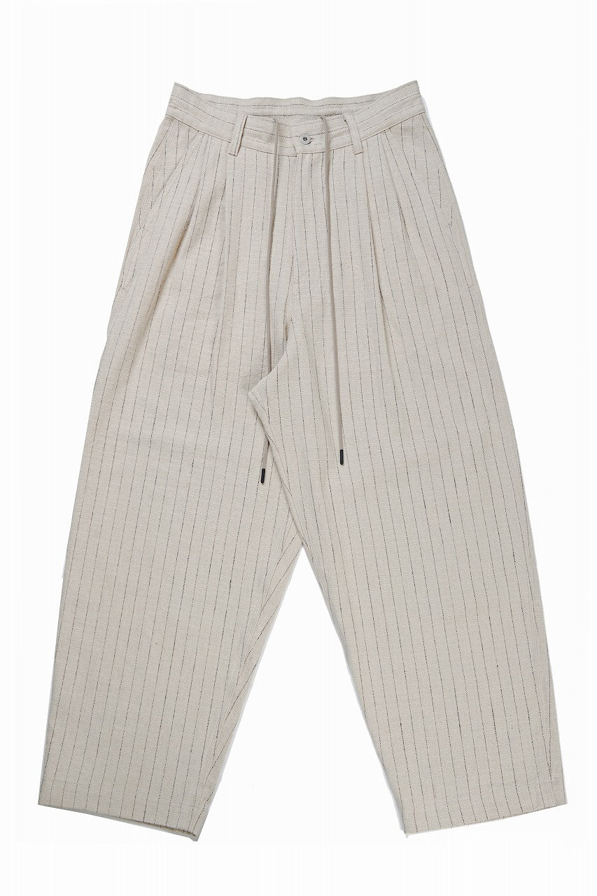 画像をギャラリービューアに読み込む, N/07 3 STITCHES WIDE TAPERED TROUSERS / HEAVY C/LI BUTCHER STRIPES (BEIGE)