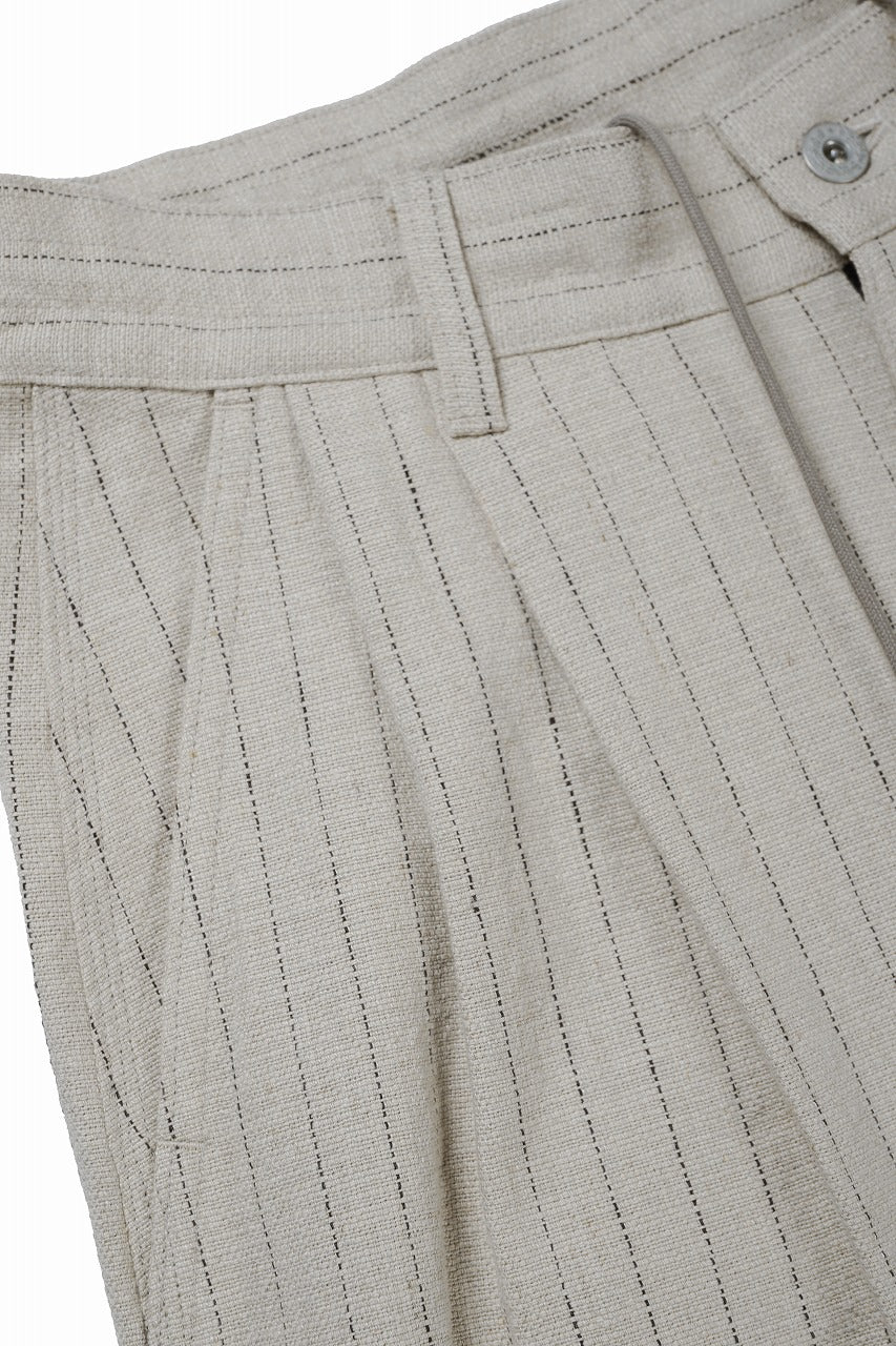 画像をギャラリービューアに読み込む, N/07 3 STITCHES WIDE TAPERED TROUSERS / HEAVY C/LI BUTCHER STRIPES (BEIGE)