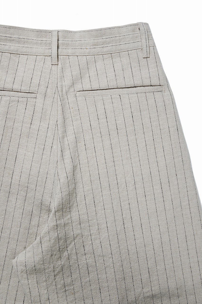 画像をギャラリービューアに読み込む, N/07 3 STITCHES WIDE TAPERED TROUSERS / HEAVY C/LI BUTCHER STRIPES (BEIGE)