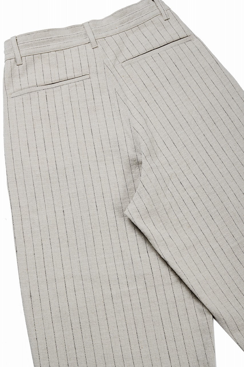 画像をギャラリービューアに読み込む, N/07 3 STITCHES WIDE TAPERED TROUSERS / HEAVY C/LI BUTCHER STRIPES (BEIGE)
