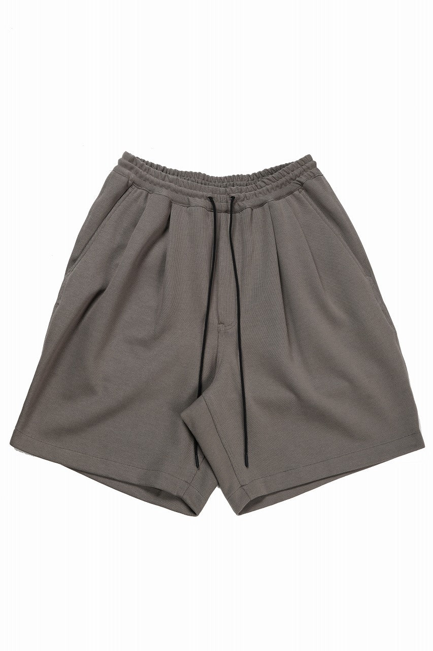 画像をギャラリービューアに読み込む, N/07 2 TUCKS EASY SHORTS / RIBBED CARDBOARD KNIT JERSEY (KHAKI GREEN)