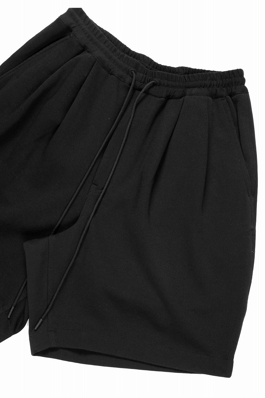 画像をギャラリービューアに読み込む, N/07 2 TUCKS EASY SHORTS / RIBBED CARDBOARD KNIT JERSEY (BLACK)