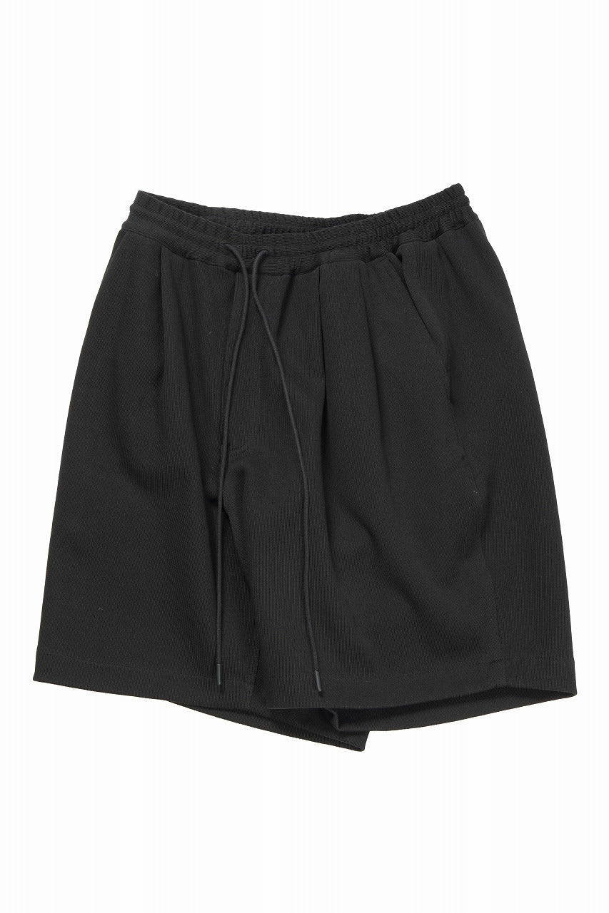 画像をギャラリービューアに読み込む, N/07 2 TUCKS EASY SHORTS / RIBBED CARDBOARD KNIT JERSEY (BLACK)
