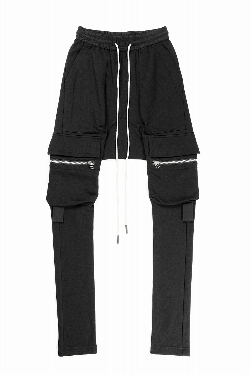 画像をギャラリービューアに読み込む, A.F ARTEFACT FLAP ZIP SARROUEL SKINNY SWEAT PANTS (BLACK)