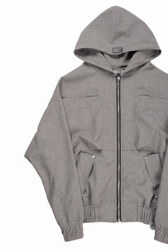 Load image into Gallery viewer, A.F ARTEFACT HOODED ZIP UP BLOUSON / SYNTHETIC SUEDE LEATHER (GREY)