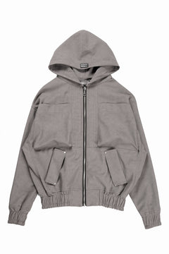 Load image into Gallery viewer, A.F ARTEFACT HOODED ZIP UP BLOUSON / SYNTHETIC SUEDE LEATHER (GREY)